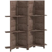 Paravento da interno in legno con 4 pannelli, Pieghevole, 160 x 170 cm, Noce