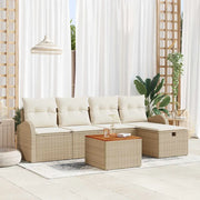 Set Divano da Giardino con cuscino 6 pcs Beige polyrattan