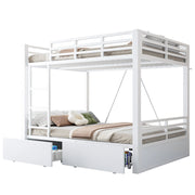 Letto a castello letto matrimoniale con 2 cassetti; scala e sponde di sicurezza 140 × 200 cm; senza materasso