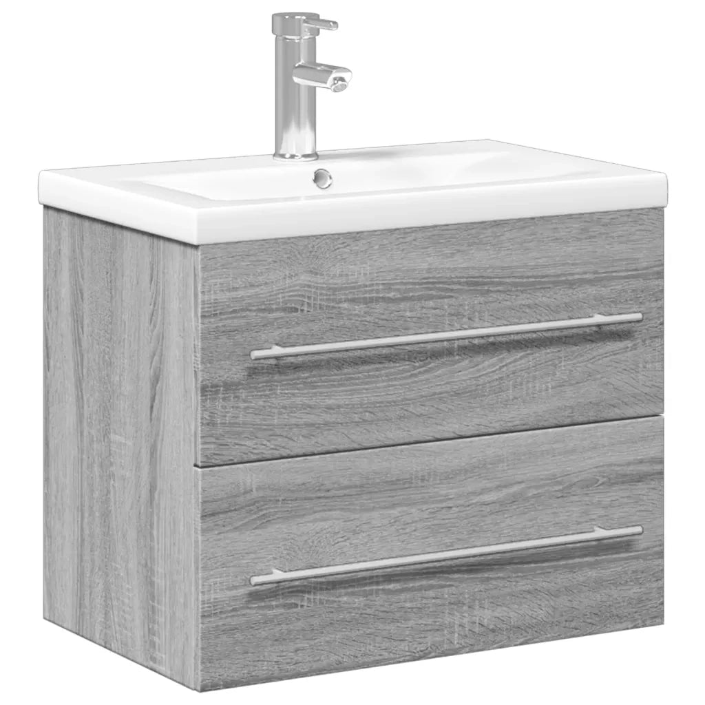 Mobile da Bagno con Lavabo | Armadio Lavabo Integrato Grigio Sonoma