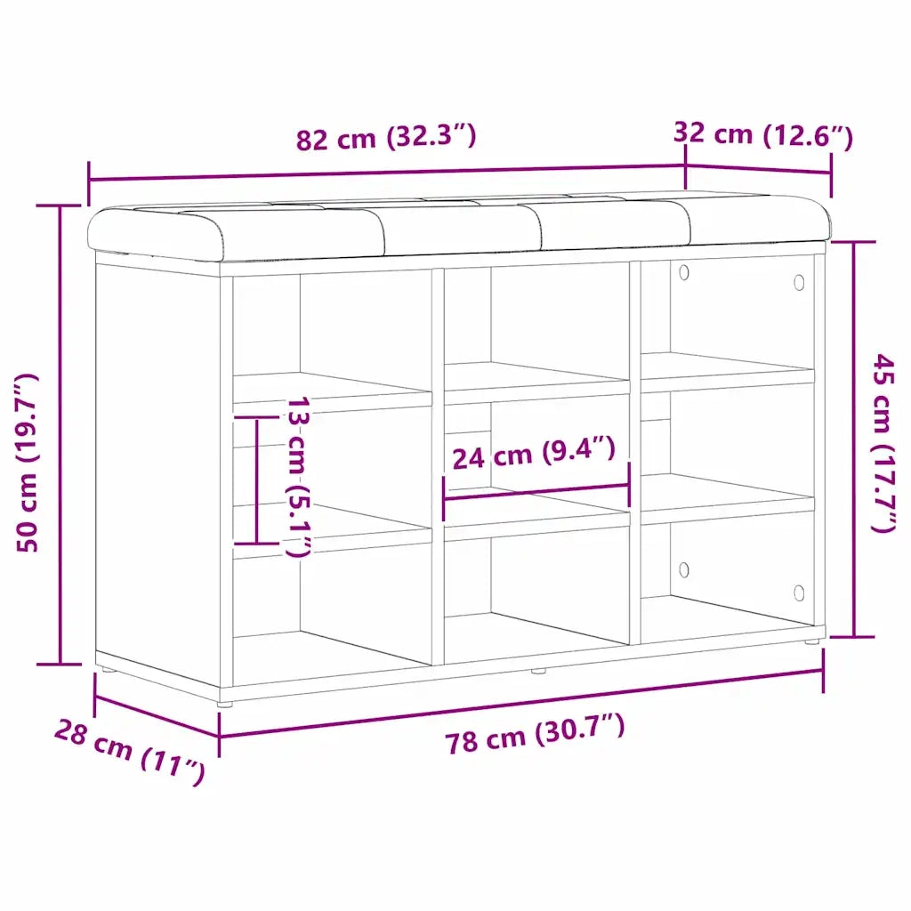 Panca per scarpe Nero 82 x 32 x 50 cm Legno multistrato 862987