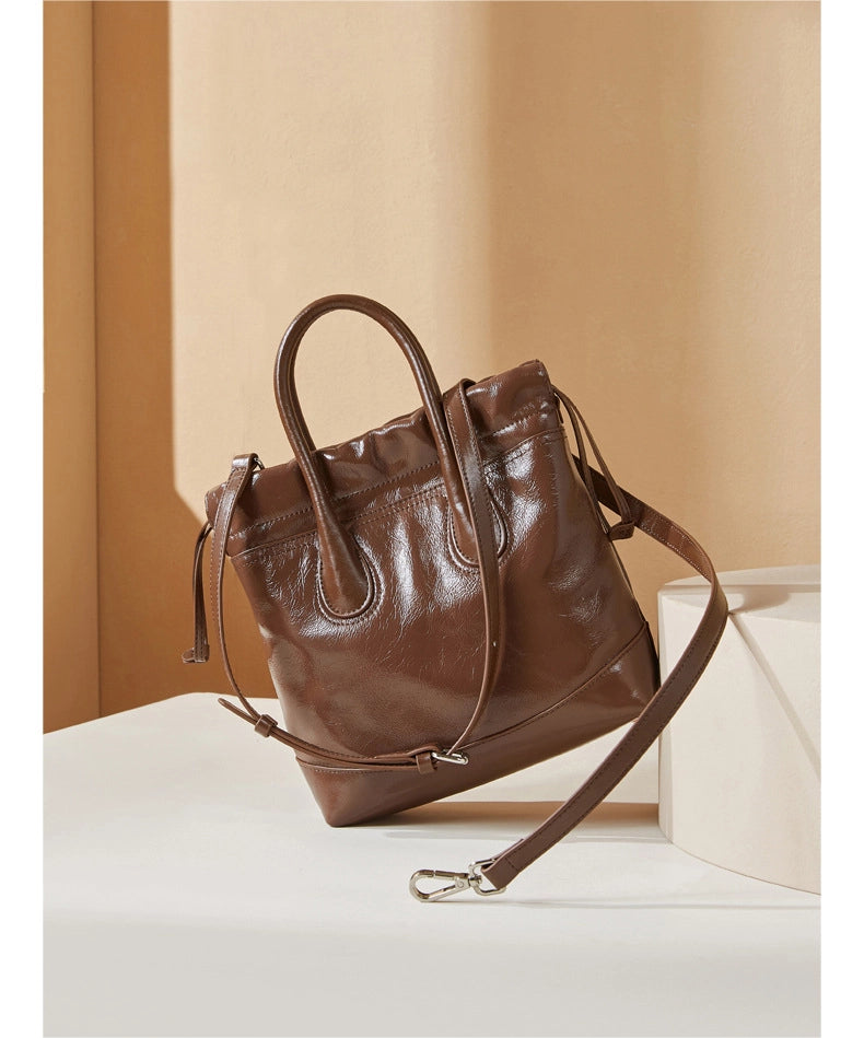 Borsa da donna vintage Song in pelle di vacchetta marrone