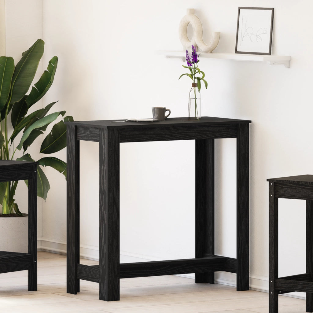 Tavolo da Bar Nero Rovere 102x50x103,5 cm in Legno Ingegnerizzato