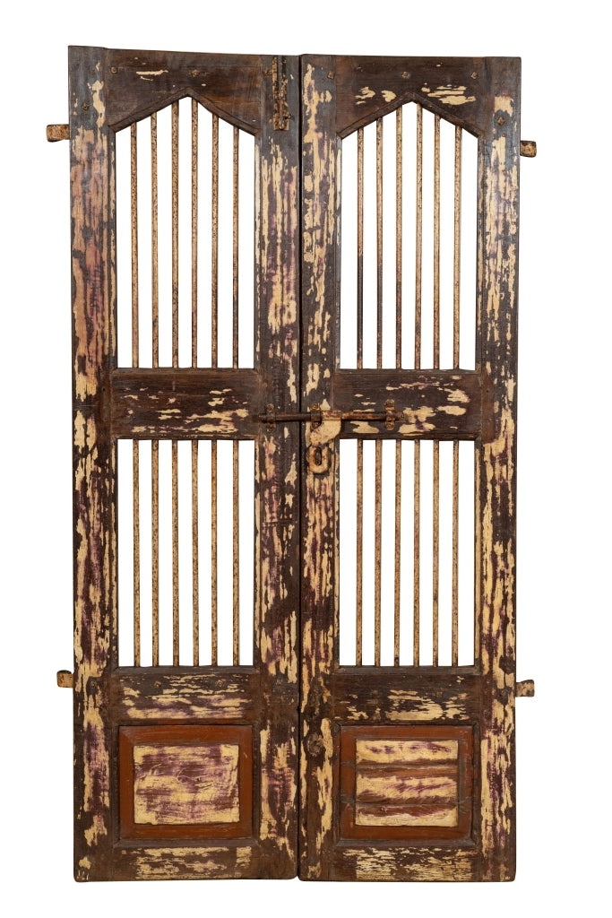 Biscottini Porta portone in legno massello e ferro da interno o da esterno vecchia e antica medievale