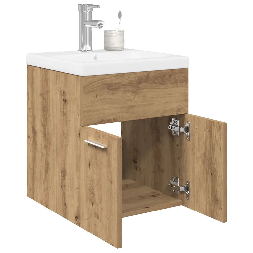Mobile Bagno con Lavabo Integrato&Rubinetto-Lavandino-Lavabo Rovere Artigianale 602497