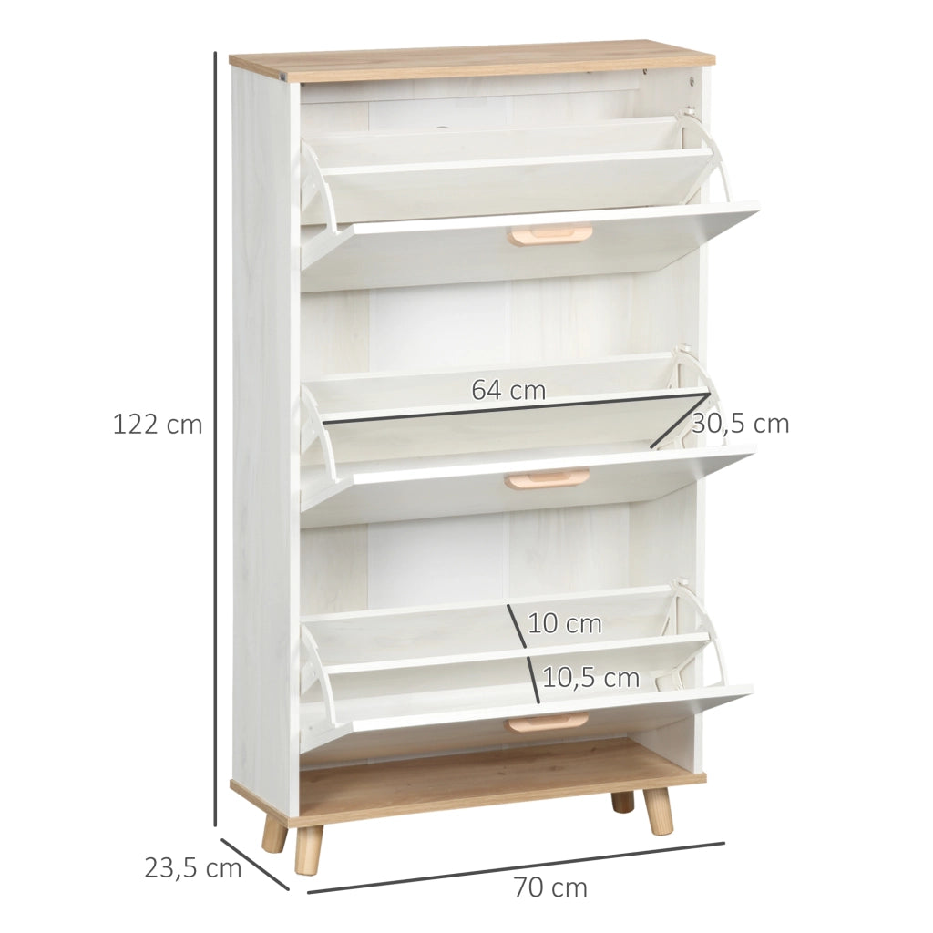 Scarpiera con 3 Ante ¨C zephmum ¨C Bianco 70x23,5x122 cm