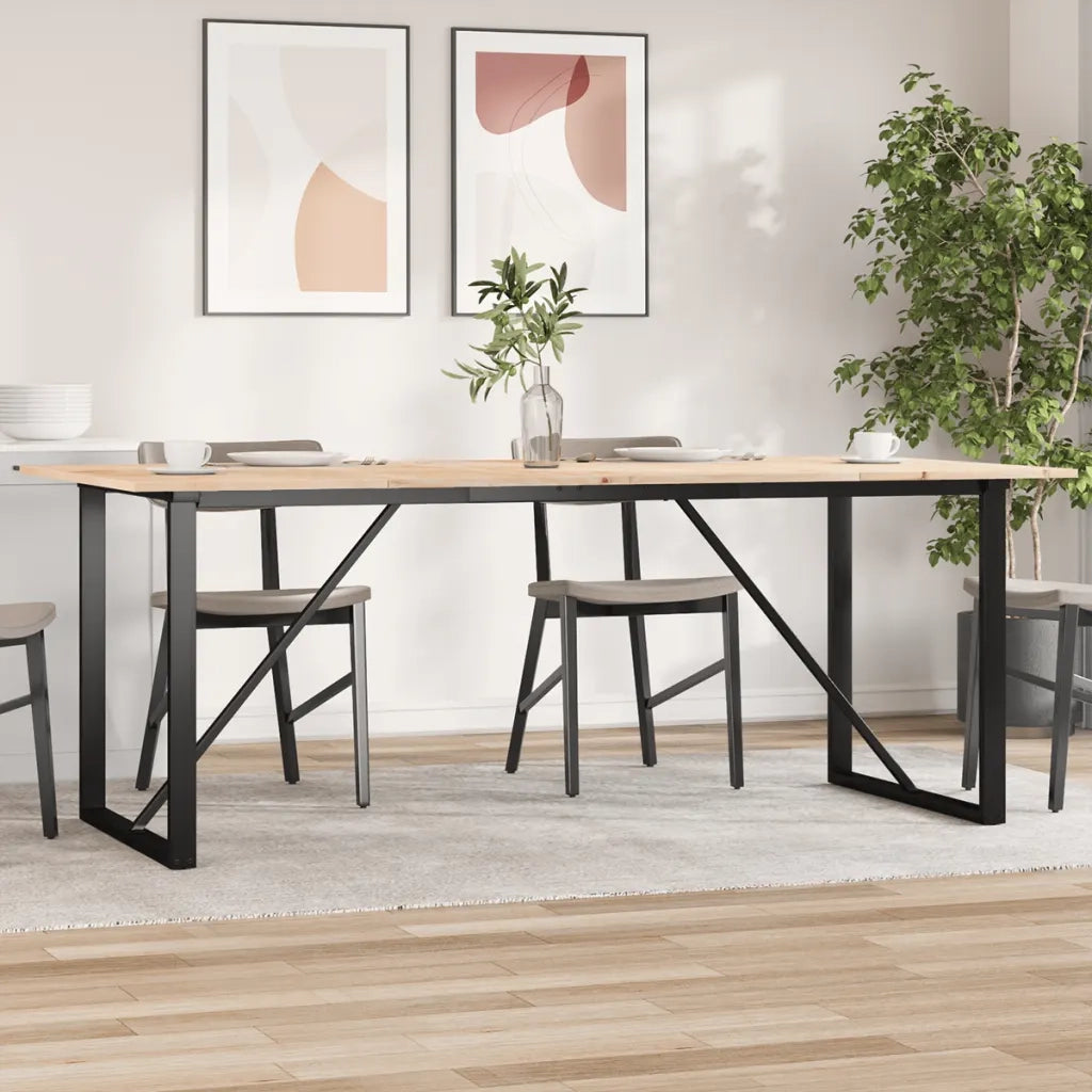 Tavolo da Pranzo | Tavolo da cucina Telaio a O 200x100x75 cm Legno Pino e Acciaio