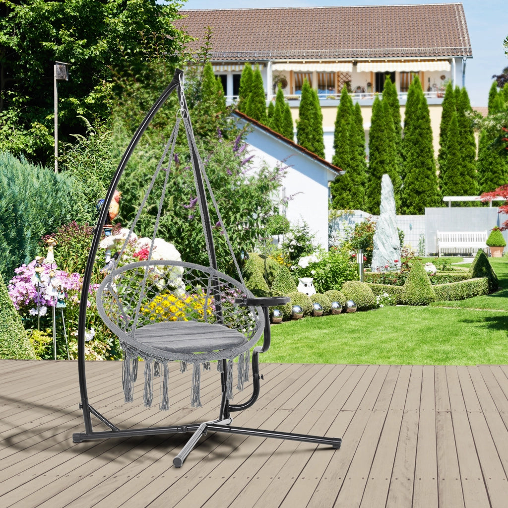 Supporto per Sedia a Dondolo con Tavolino ¨C Zephmum ¨C Grigio 190 cm