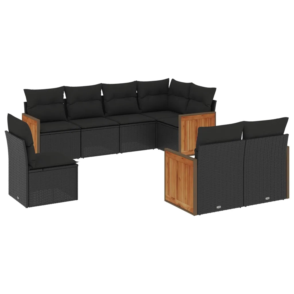 Set Divani da Giardino con Cuscini 8 pz Nero in Polyrattancod mxl 114861