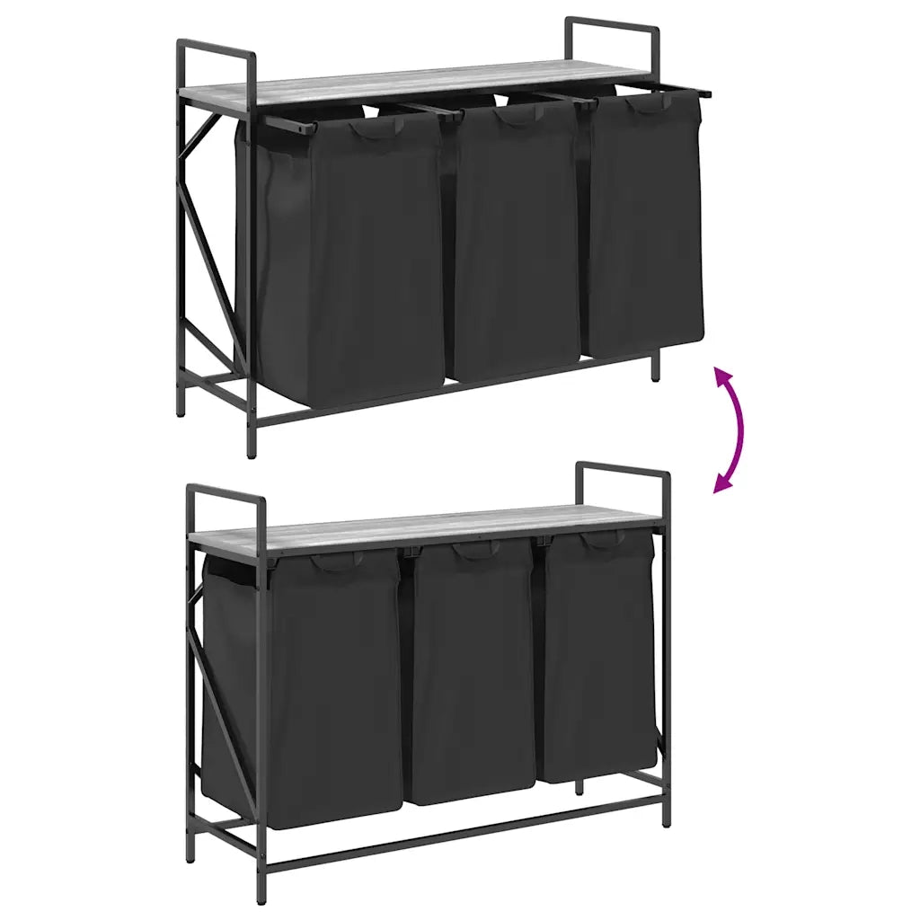 Cesto per la Biancheria 3 Scomparti con Ripiano Grigio Sonoma CFW4581565