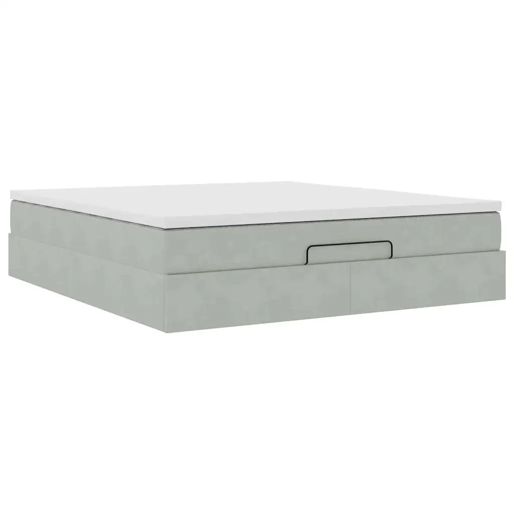 Struttura Letto Pouf con Materasso 160x200 cm in Velluto