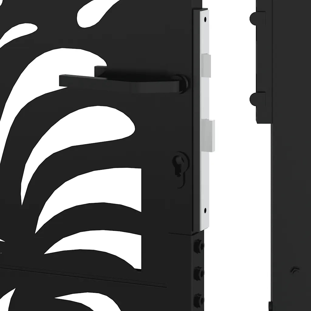 Cancello da giardino nero 100x125 cm in acciaio design ondulato 4100970
