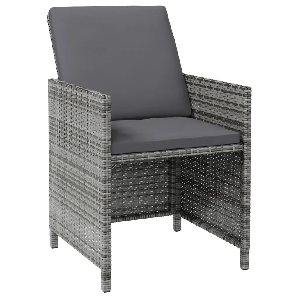 Set Sedie da Giardino con Poggiapiedi 4 pz in Polyrattan Grigio cod mxl 23211