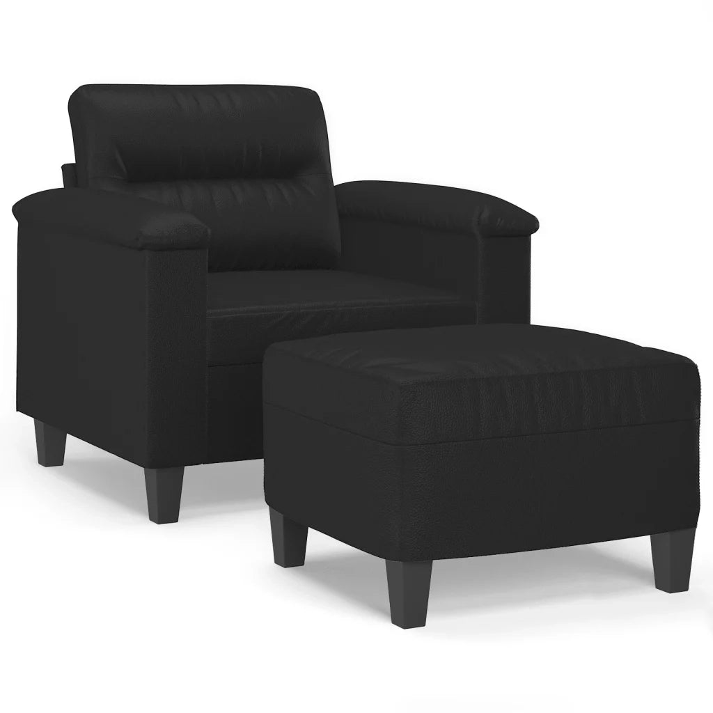 Poltrona | Sedia Relax con Poggiapiedi Nero 60 cm in Similpelle
