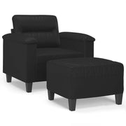 Poltrona | Sedia Relax con Poggiapiedi Nero 60 cm in Similpelle