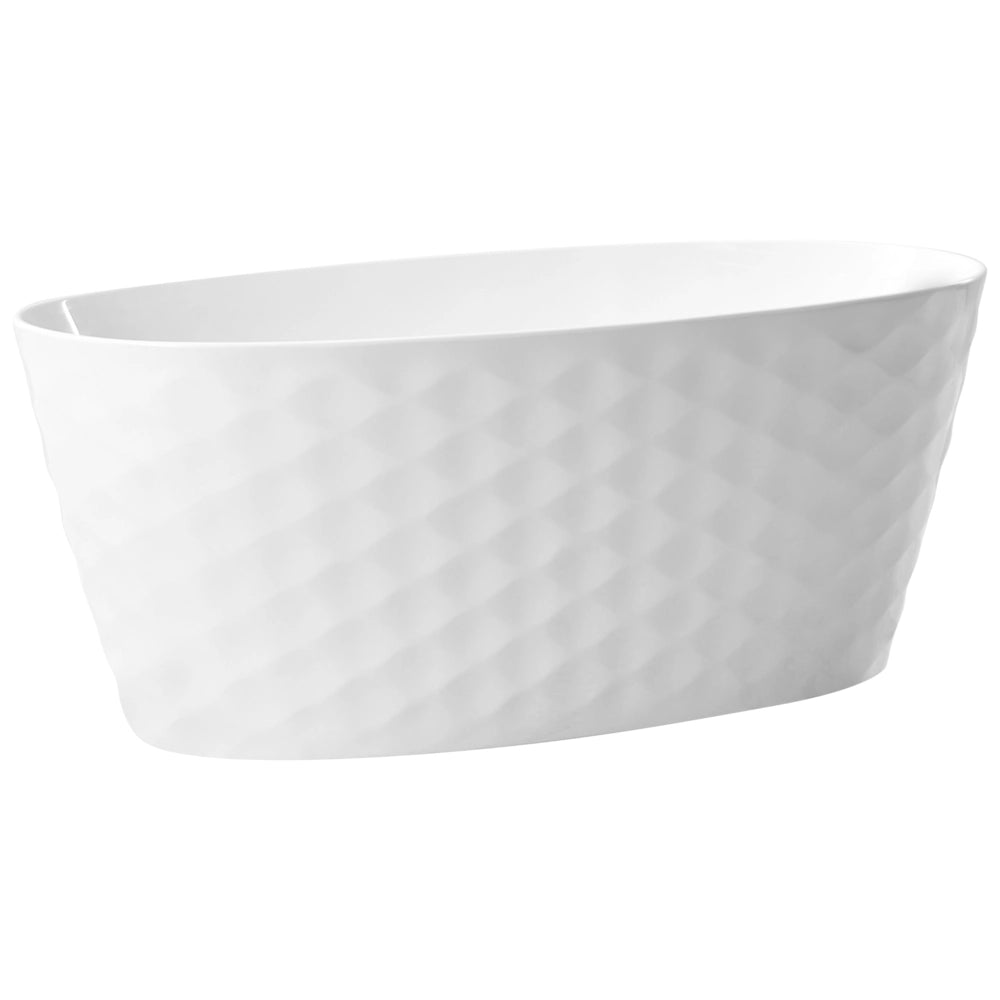 Vasca da bagno ovale moderna indipendente 150 x 75 cm Finitura acrilica lucida Motivo a rombi Bianco