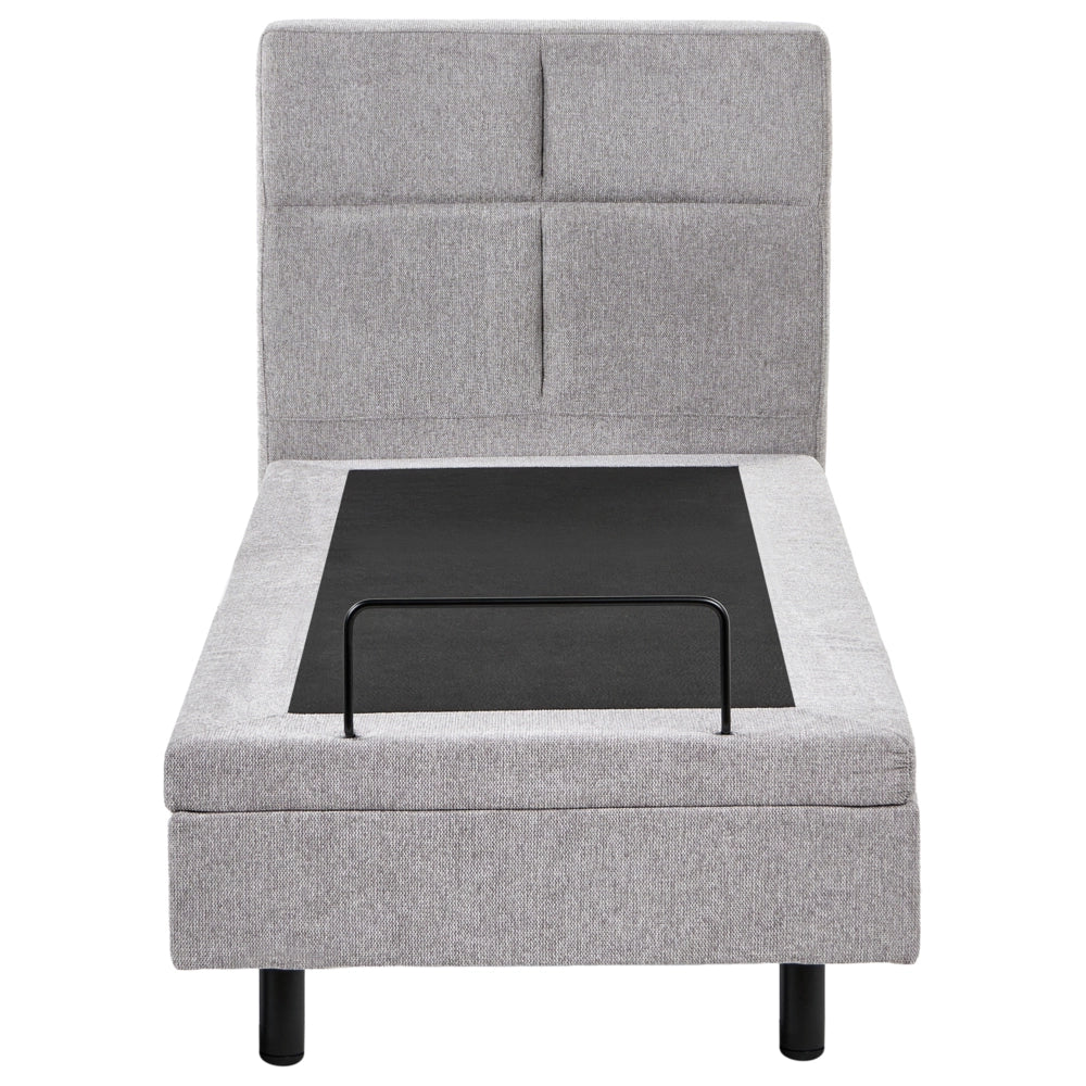 Letto singolo Tessuto grigio chiaro Elettrico 80 x 200 cm regolabile tramite telecomando Rivestimento in ciniglia