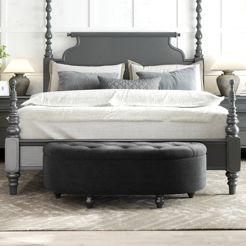 PANCA CONTENITORE 120x46x42 cm Grigio Scuro in velluto