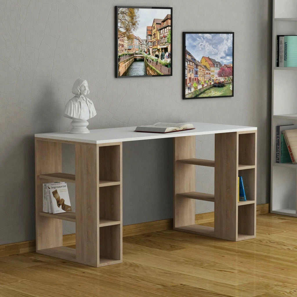 Sulpice, Scrivania 6 Ripiani, 140x60x75h cm Bianco