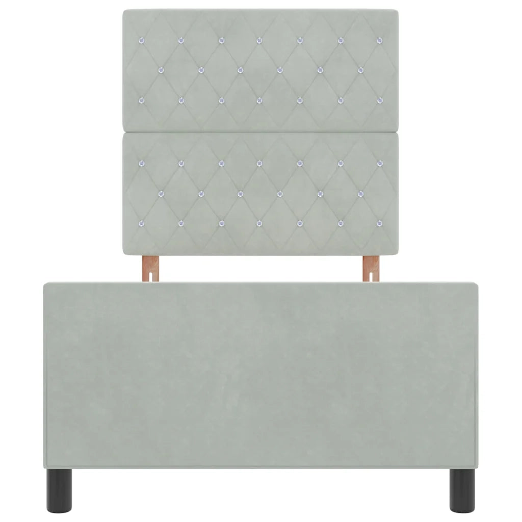 Letto a molle con testiera Grigio chiaro 100 x 200 cm Velluto 3344855
