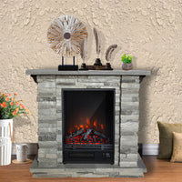 Camino Elettrico da Pavimento 90x80x30 cm Effetto Fiamma 1800W Tigullio