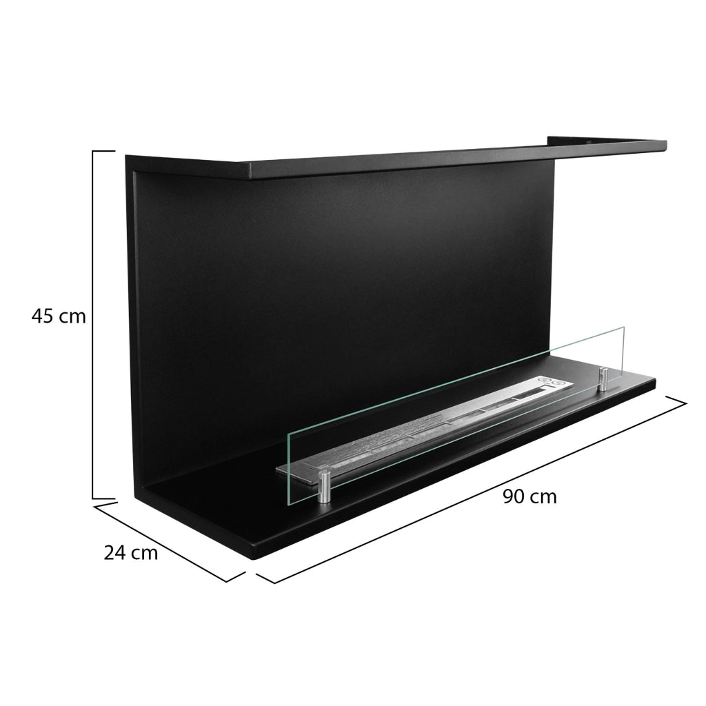 Caminetto Novaledo, Camino a Bioetanolo Capacità 1.5 lt, 90x24x45h cm Nero