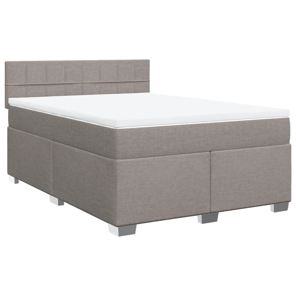 vidaXL Giroletto a Molle con Materasso Tortora 140x200 cm in Tessuto