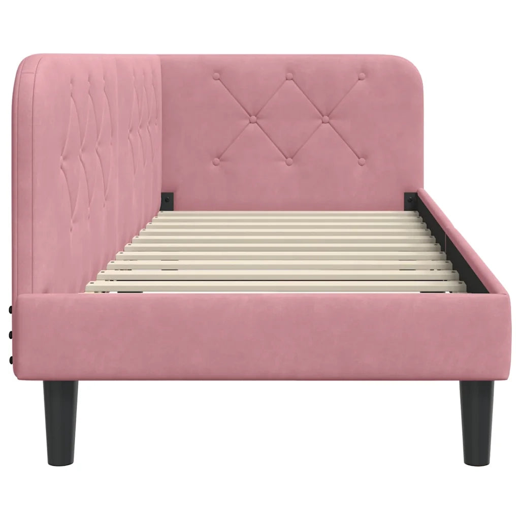 Cornice del letto ad angolo Rosa 80 x 200 cm Velluto