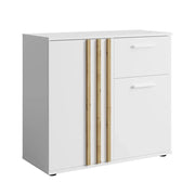 Cassettiera VARIA - 2 porte e 1 cassetto - Design moderno colore bianco e rovere artigianale