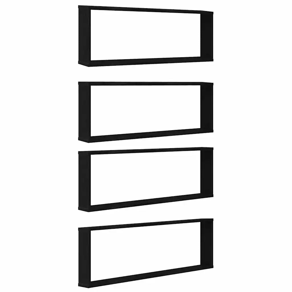 Mensole Parete Cubo 4 pz Rovere Nero 100x15x30 cm Multistrato 862059