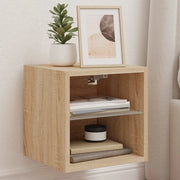 Mobile TV a Parete con Luci LED-Mobile TV a Muro Rovere Sonoma 30x28,5x30 cm