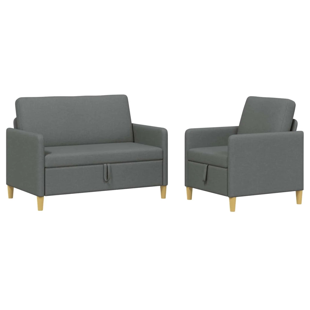 Set di Divani con Storage 2 pcs Grigio Scuro Poliestere 3429149