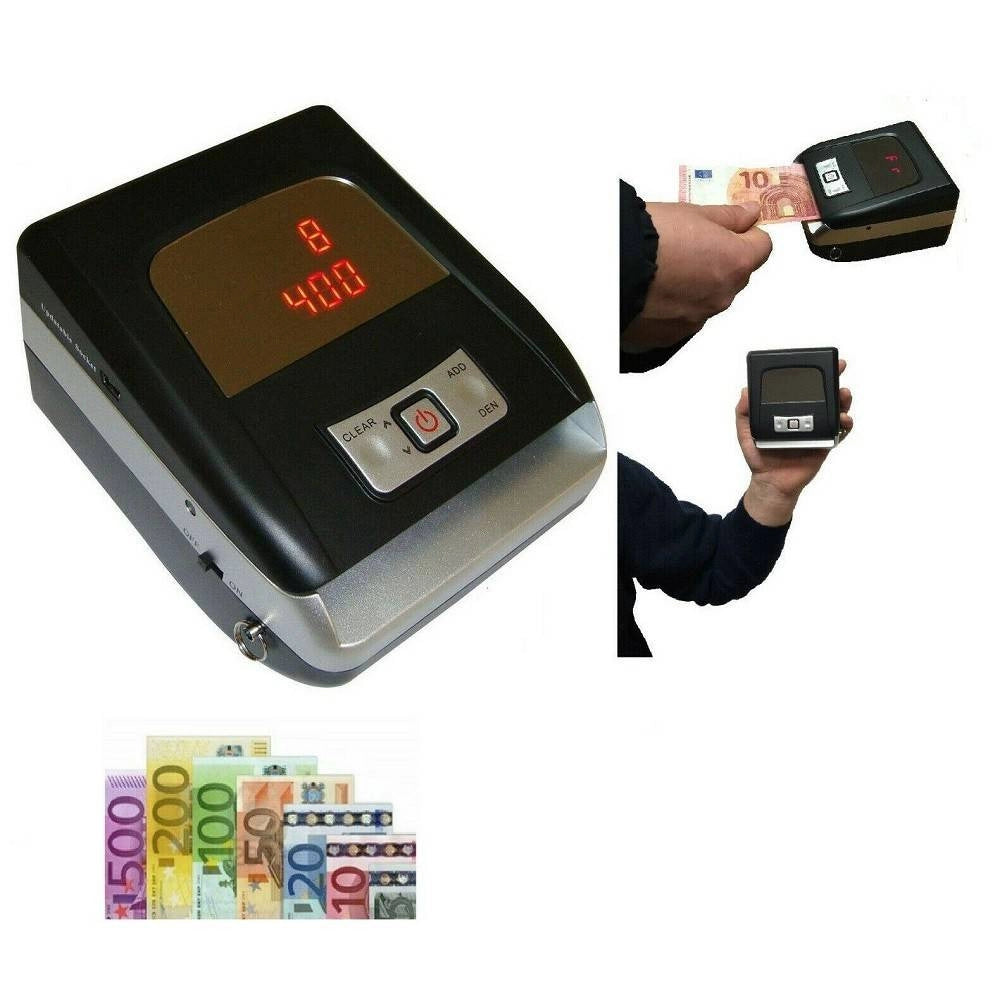 Trade Shop - Rilevatore Banconote False Money Detector Negozio Portatile Rileva Soldi -
