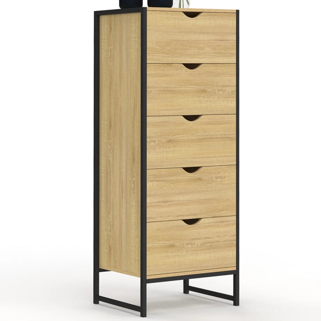 IDMarket - Cassettiera a 5 cassetti DETROIT 45 cm cassettiera di design industriale
