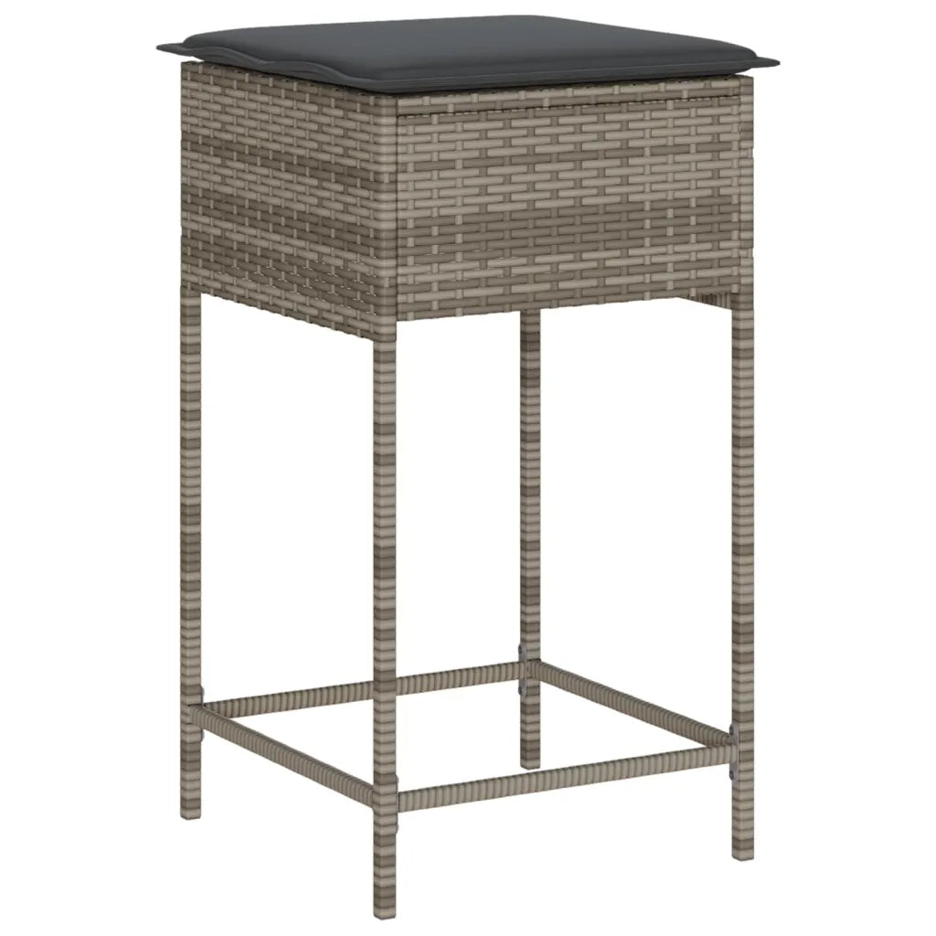 Set Bar da Giardino 3pz con Cuscini Grigio in Polyrattan 3261478