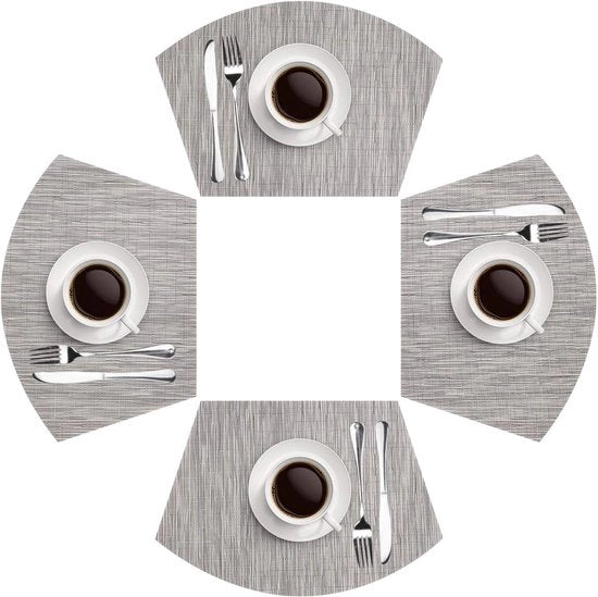 Set di tovagliette di forma animale da 4 pezzi per tavola rotonda, tovagliette antiscivolo resistenti al calore in PVC, tovagliette premium per cene di Natale sulla fattoria - grigio