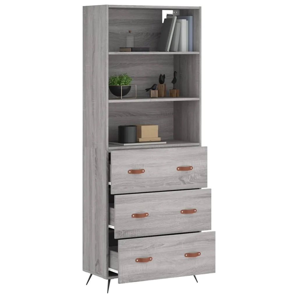 Credenza-Buffet-Armadio da cucina Grigio Sonoma 69,5x34x180 cm in Legno Multistrato 196024