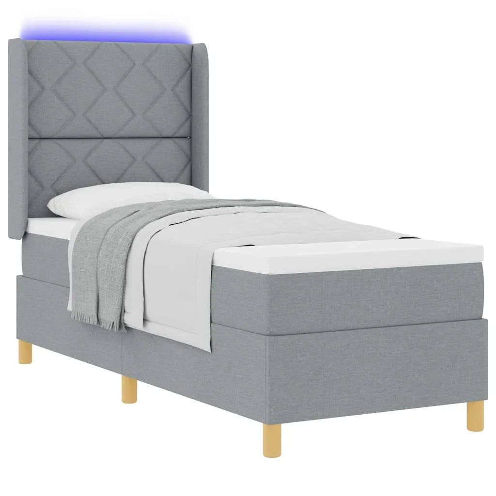 Letto a molle con materasso Grigio chiaro 140 x 200 cm Tessuto