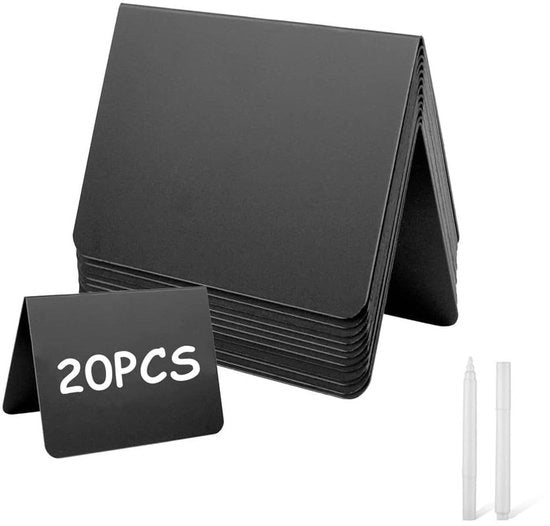 Set di Tavoli da Servizio da 20 - Mini Tavoli per Note - Ospite per Carte dei Prezzi - Sostegno a V - Ideale per Buffet/Biglietto di Matrimonio - Leggero e Trasportabile