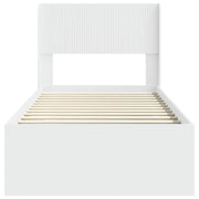 Letto singolo | Letto per adulti | Struttura del letto con stoccaggio e testata Bianco 90 x 200 cm