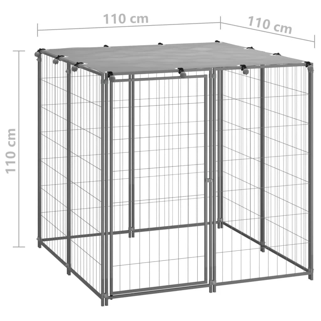 Gabbia per cani da esterno per animali parco cani argento 110 x 110 x 110 cm acciaio 02_0000234