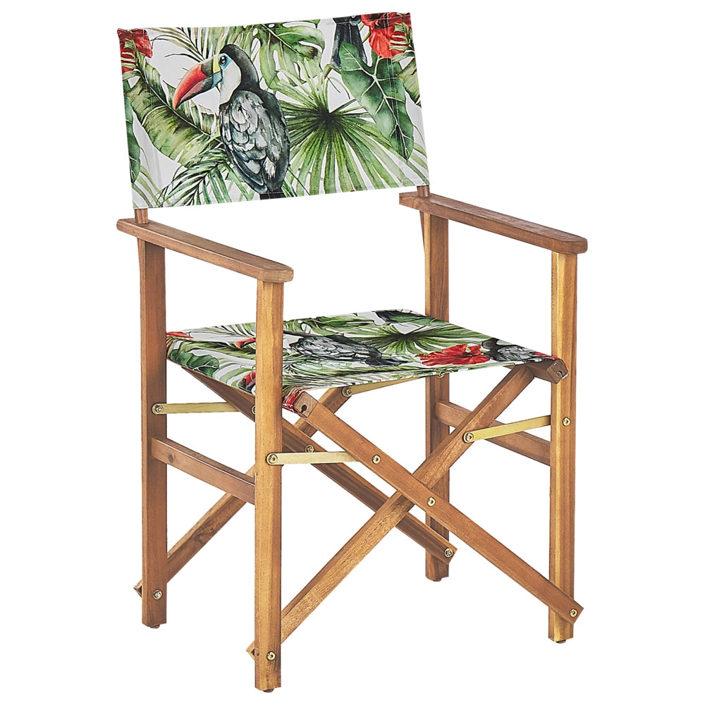 Set di 2 sedie da regista da giardino in legno chiaro con tessuto di ricambio in tessuto acacia bianco sporco con 2 Tele intercambiabili