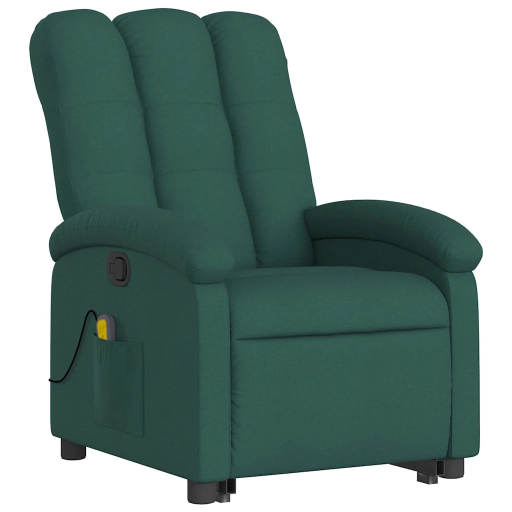 Poltrona Alzapersona Massaggiante Verde Scuro in Tessuto 3204110