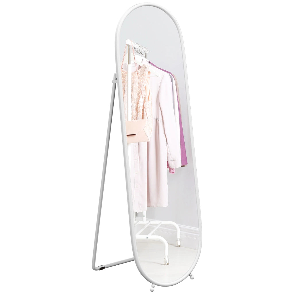 Specchio da Parete Ovale con Cornice in Metallo ¨C zephmum ¨C Bianco 40x4x160 cm