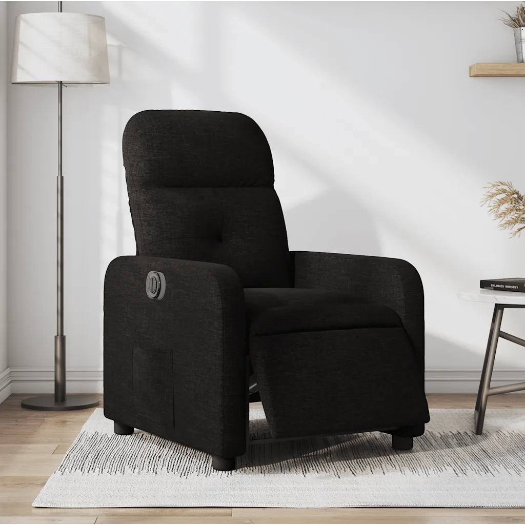 Poltrona | Sedia Relax Elettrica Reclinabile Nera in Tessuto