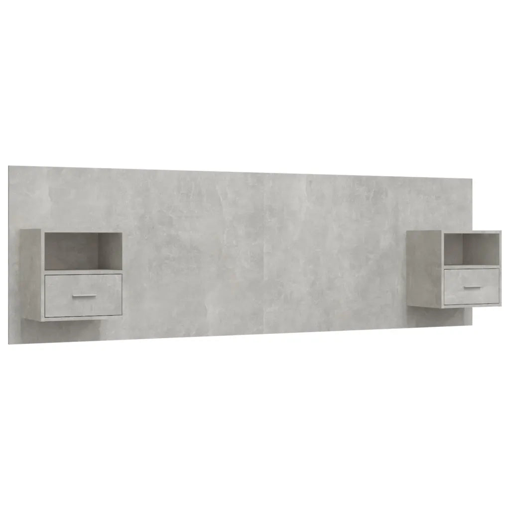 Testiera Letto con Comodini in Legno Multistrato Grigio Cemento 3115719