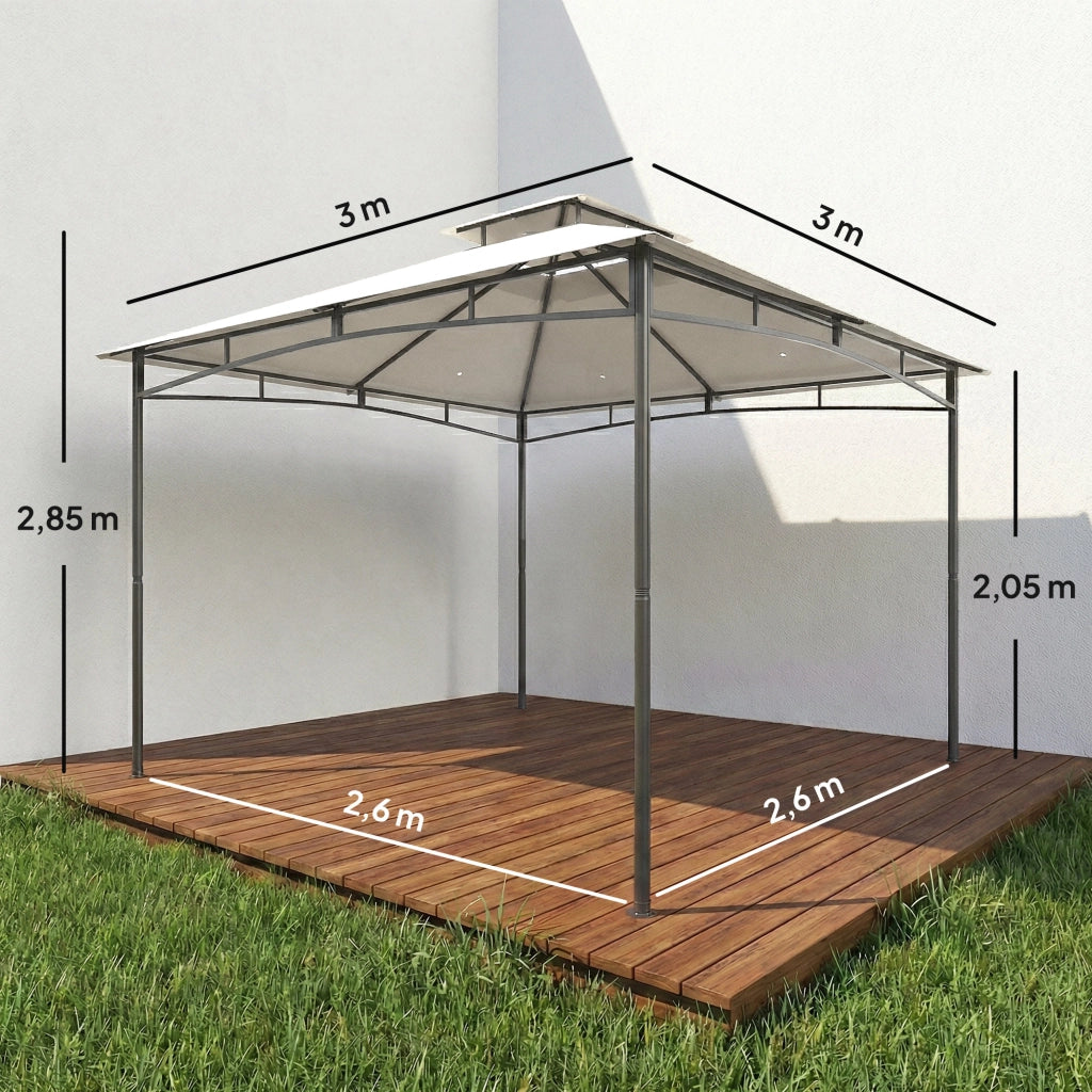 Gazebo da Giardino 3x3m ¨C zephmum ¨C Doppio Tetto Cremewei? Impermeabile
