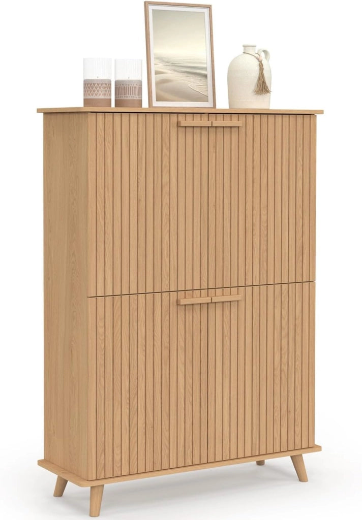 JULIETTE Contenitore a 4 ante in rovere con doghe in legno