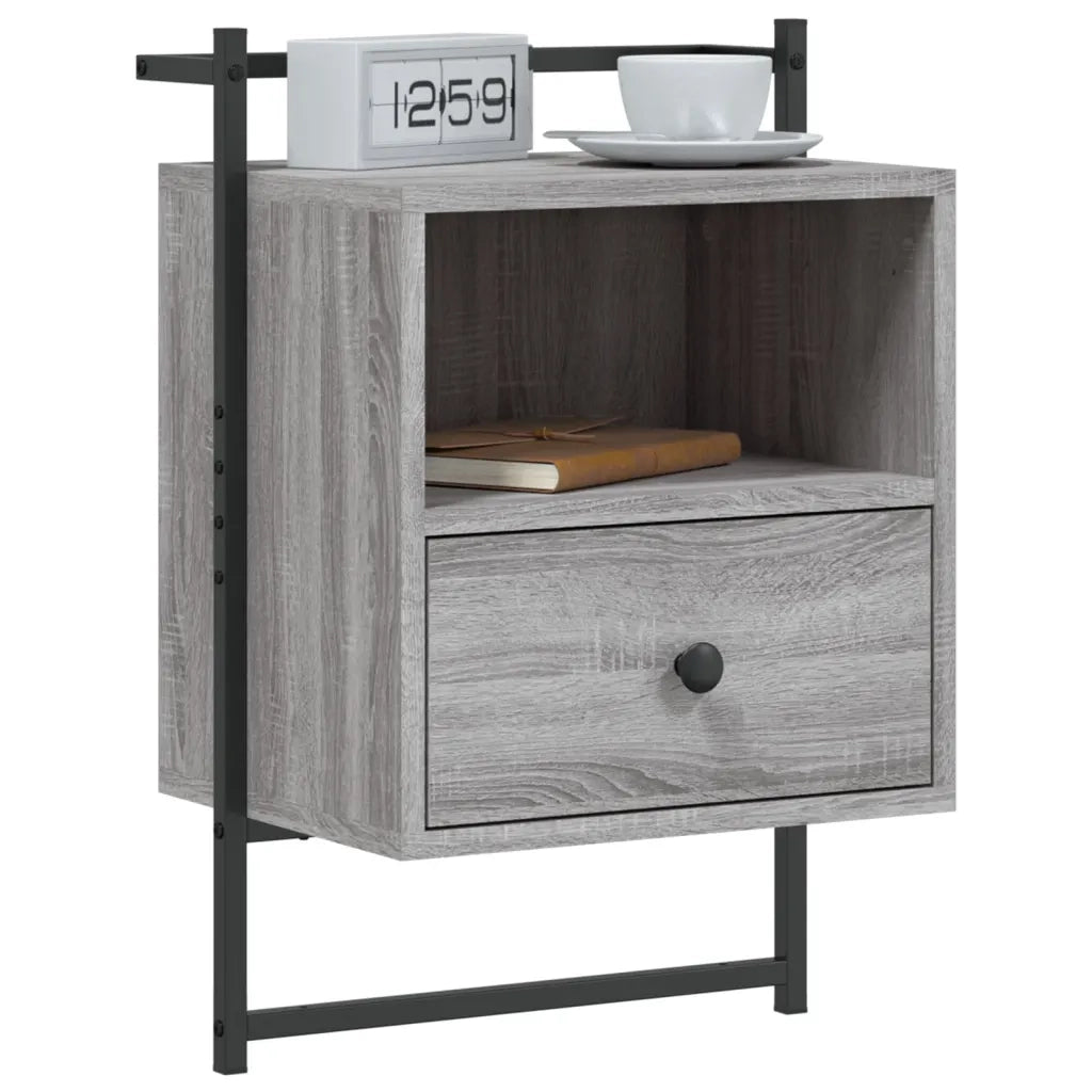 Comodini a Muro 2 pz Grigio Sonoma 40x30x61cm Legno Multistratocod mxl 130466