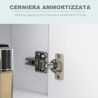 kleankin Armadietto Specchiera da Bagno con 3 Armadietti, 3 Ripiani e Luce LED, 90x15x65 cm, Bianco